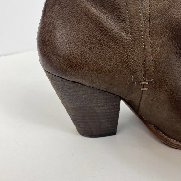 Dolce Vita Women's Taupe Gray Brown Heeled Leather Ankle Boots Booties 7 Stacked - Picture 7 of 14